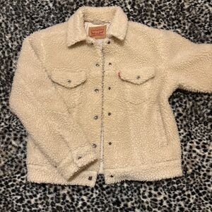 Levi's Cream Sherpa-Lined Trucker Jacket